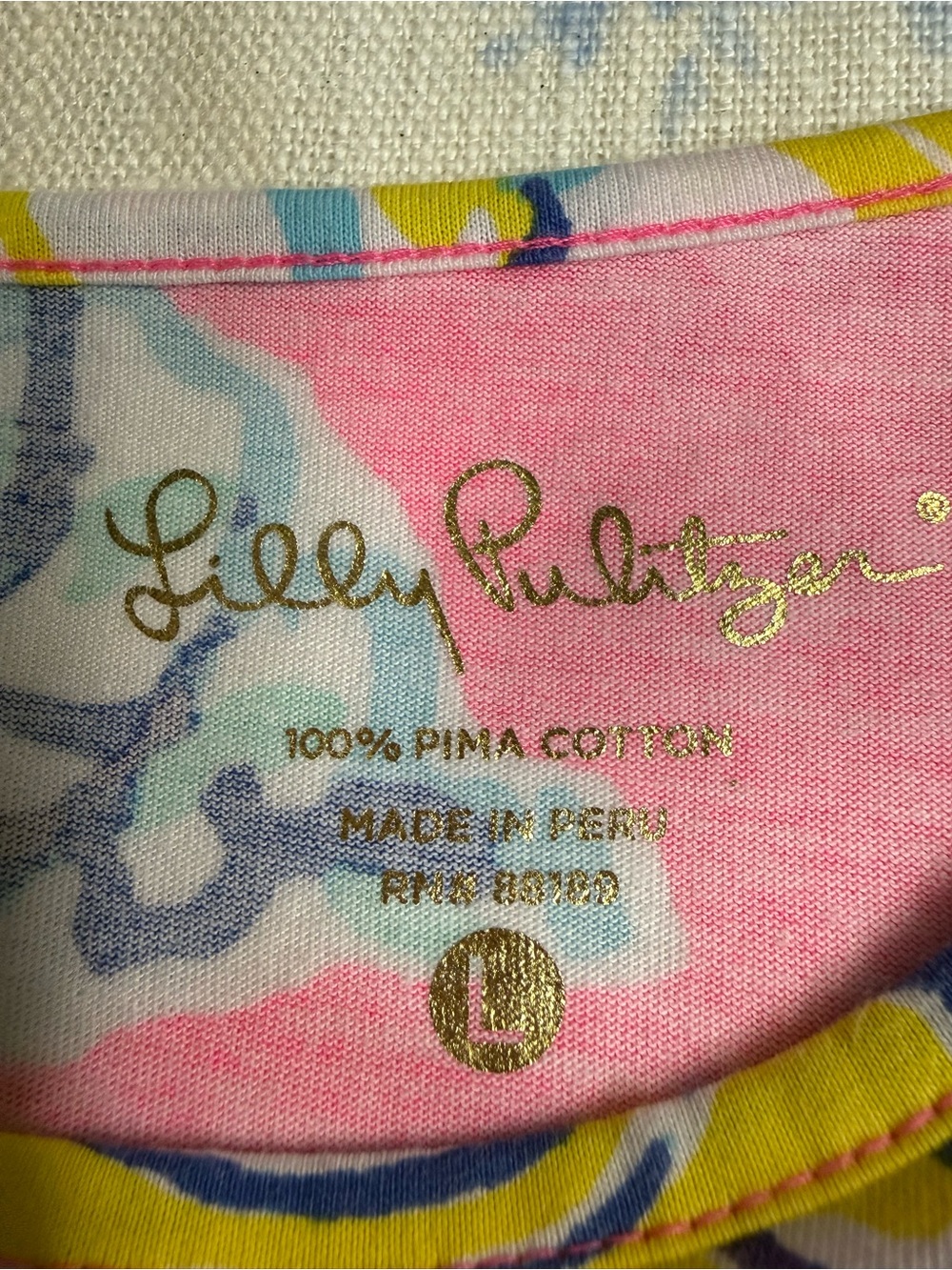 Lilly Pulitzer Pink Floral Pima Cotton Tee with Multicolor Accents